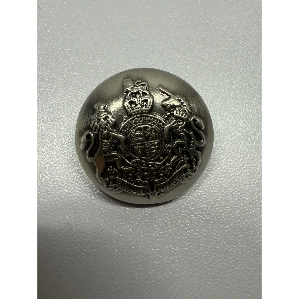 BRAND NEW Ralph Lauren Crest Buttons Silver Metal Heraldic Lion Unicorn Set of 2